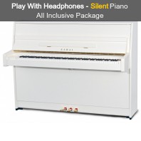 Kawai K-15 ATX 3L Snow White Polished Upright Piano All Inclusive Package